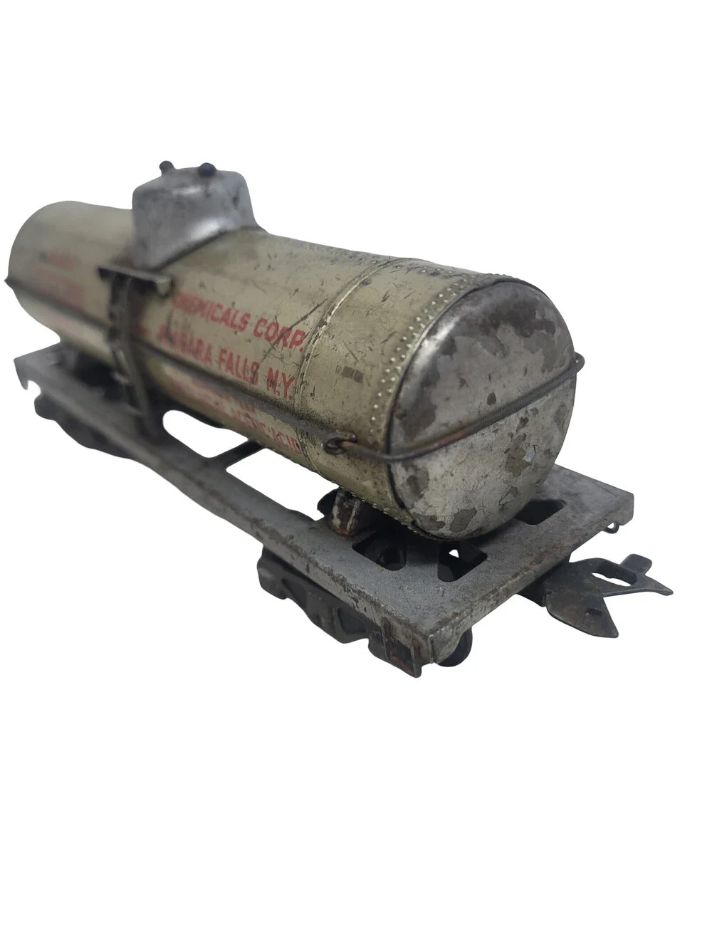 Vintage Tin Litho Toy Train Tank Car Niacet Chemicals O Gauge 7in USA Made 1940s